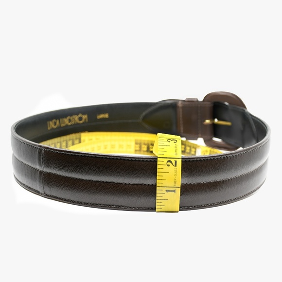 LINDA LUNDSTRÖM Brown Leather Belt with Buckle Size L - Picture 8 of 8